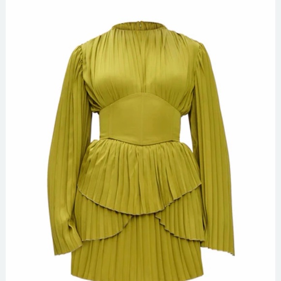 Andrea Iyamah Dresses & Skirts - NWT Andrea Iyamah Chartreuse Pleated Mini Dress